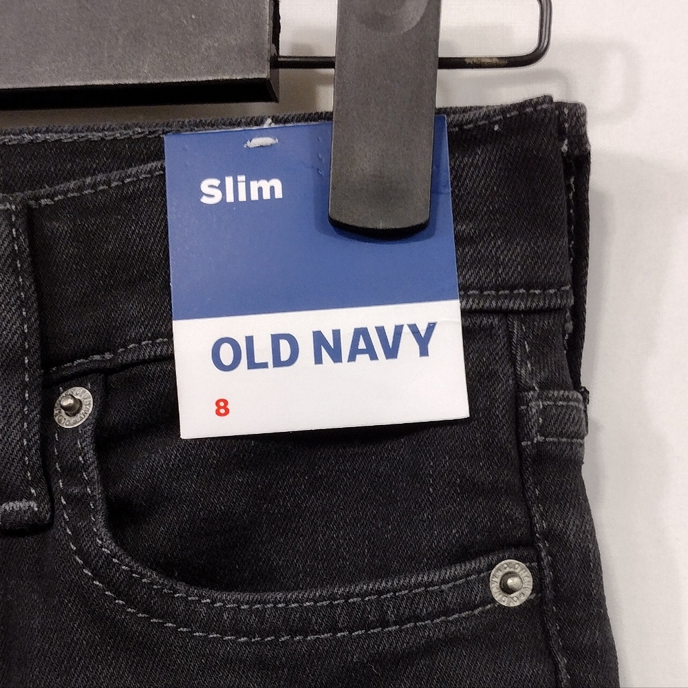 NWT Old Navy Slim Jeans Boys 8 Black Built In Flex Casual Retro 90s Y2K Casual - Picture 3 of 9